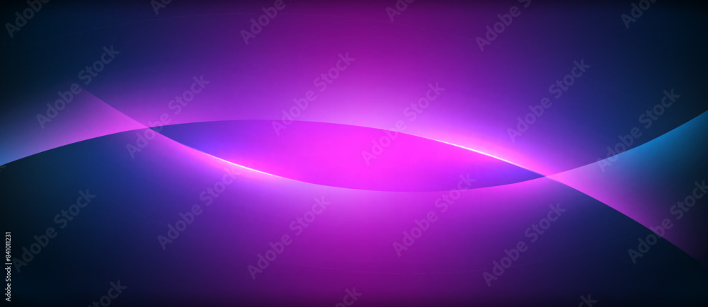 Poster neon glowing circle rays, light round lines in the dark, planet style neon wave lines. energetic ele