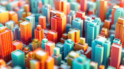 Obraz premium Futuristic Cityscape in Toy Construction Background - Abstract Geometric Shapes and AI Concept for Illustrations