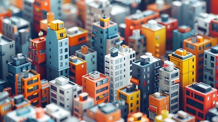 Obraz premium Abstract Toy Cityscape with Geometric Shapes - Playful Generative AI Illustration