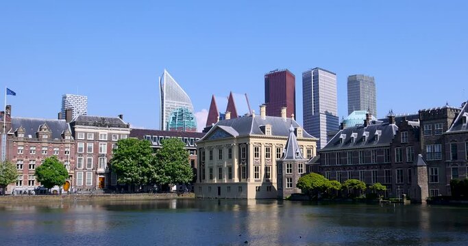 Tall modern buildings in the Hague city, Netherlands.  it is the third-largest city in the Netherlands.