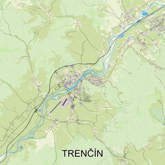 Trenčín, Slovakia map poster art