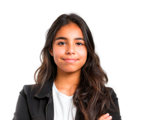 Smiling Latina teenager, transparent background, PNG format