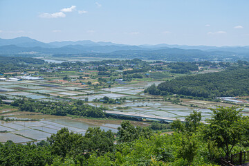 韓国と北朝鮮の国境付近からの韓国の風景