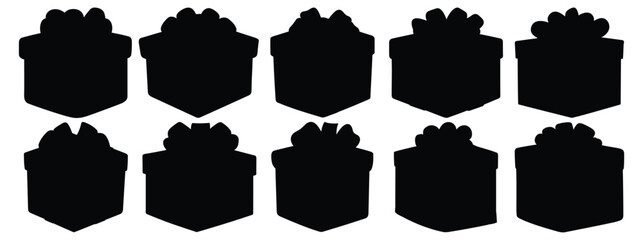 Gift silhouettes set, pack of vector silhouette design, isolated background