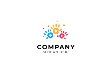 Colorful Children's Palm with Star in the center in flat design logo vector style