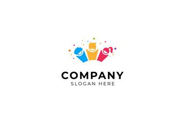 Obraz premium Cheerful Child logo with Stars in Colorful design vector