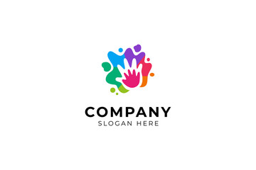 Obraz premium Child Hand Care Logo with Colorful design vector style