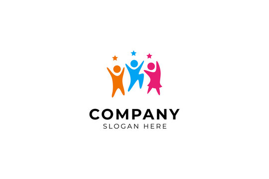 child reaches for dream star, education logo. colorful flat design logo vector