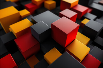 Abstract geometric blocks on black background