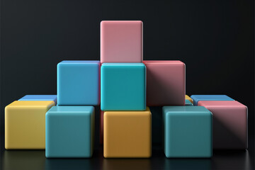 Obraz premium Abstract geometric blocks on black background