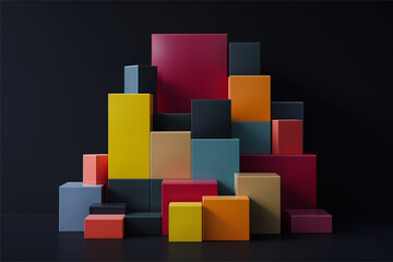 Obraz premium Abstract geometric blocks on black background