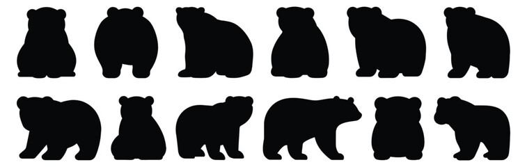 Polar bear silhouette set vector design big pack of illustration and icon