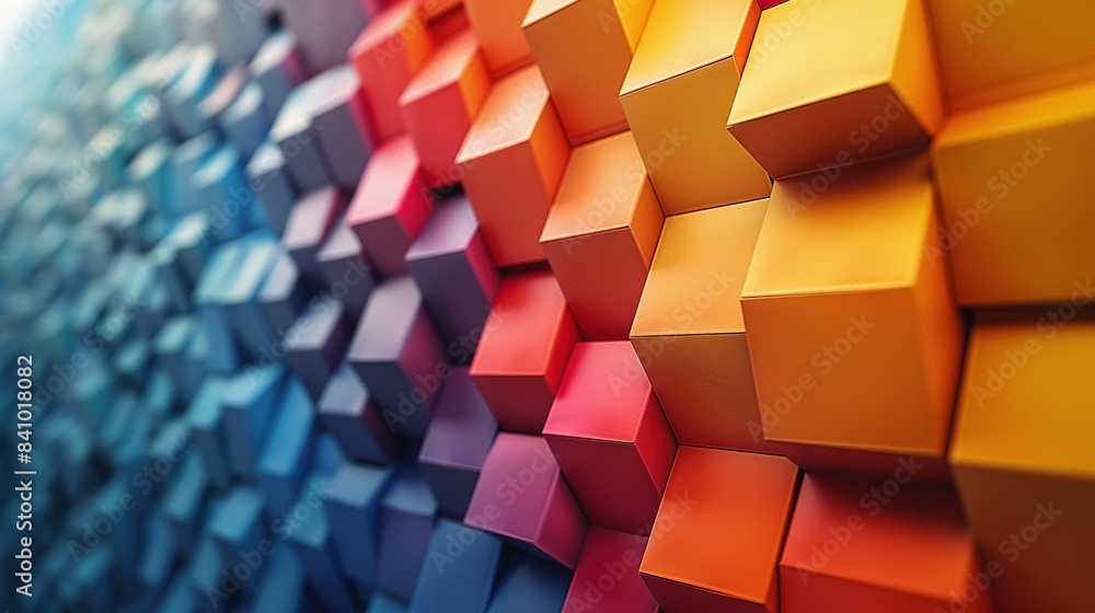 Poster stylish 3d geometric square blocks abstract background for digital art and design