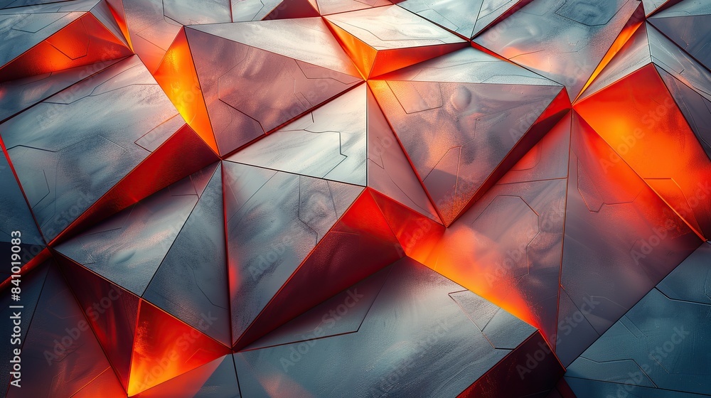 Poster minimalist 3d geometric triangle abstract background with bold colors and patterns