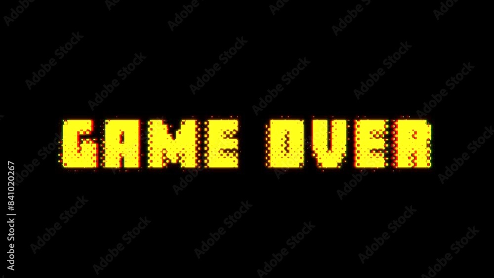 Poster Game over text message animation with a pixelated and halftone style effect