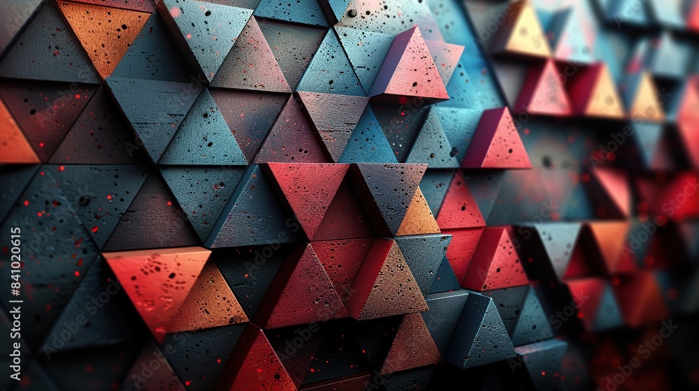 Poster modern 3d geometric triangle abstract background with vibrant color and texture