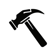 Hammer silhouette icon. Black tool. Construction equipment. Vector illustration.