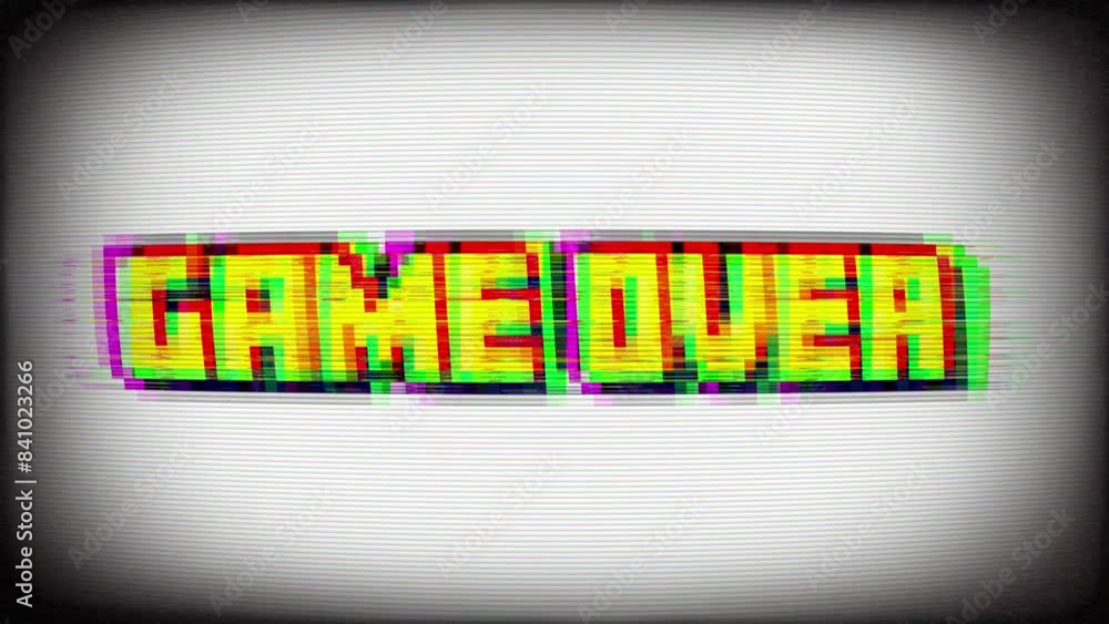 Poster retro style game over text message on television or computer screen