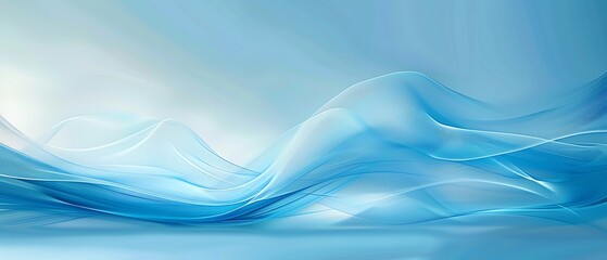 Naklejka premium A serene abstract background with smooth, flowing lines in light blue, creating a sense of calm and tranquility against a gradient blue background