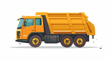 Industrial Transport A Dump Truck in Action with a Yellow Truck in the Background on WhitebackgroundColor