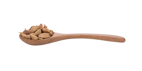 Buckwheat in wooden spoon isolated on transparent png
