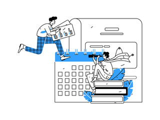 Marketing planning business characters flat vector concept operation hand drawn illustration
