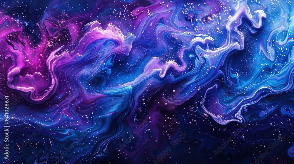 Poster fluid art: 3d liquid abstract background with splashing and vibrant colors