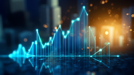 Blue stock market chart on digital background