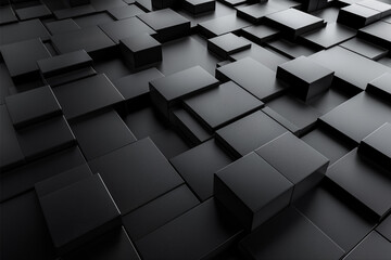 Abstract geometric blocks on black background