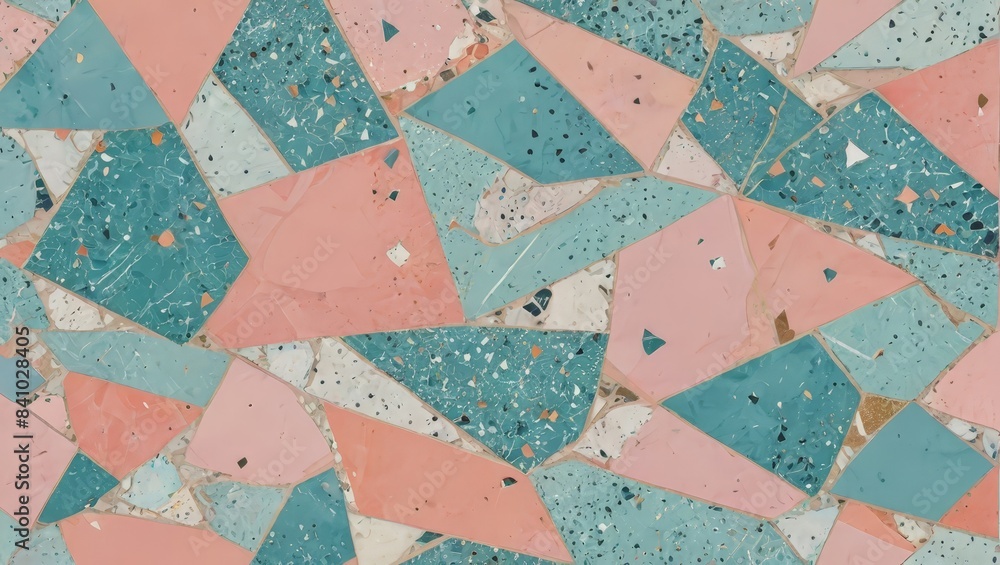 Poster abstract geometric pattern with terrazzo texture