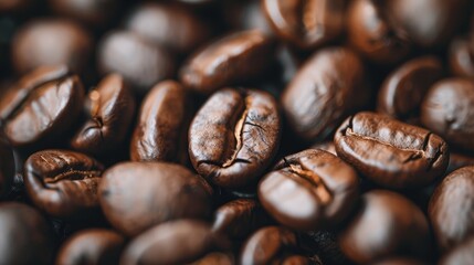 Fototapeta premium High quality roasted coffee beans in the backdrop