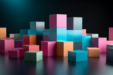 Obraz premium Abstract geometric blocks on black background