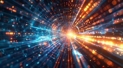Obraz premium Futuristic Light Tunnel, Generative AI