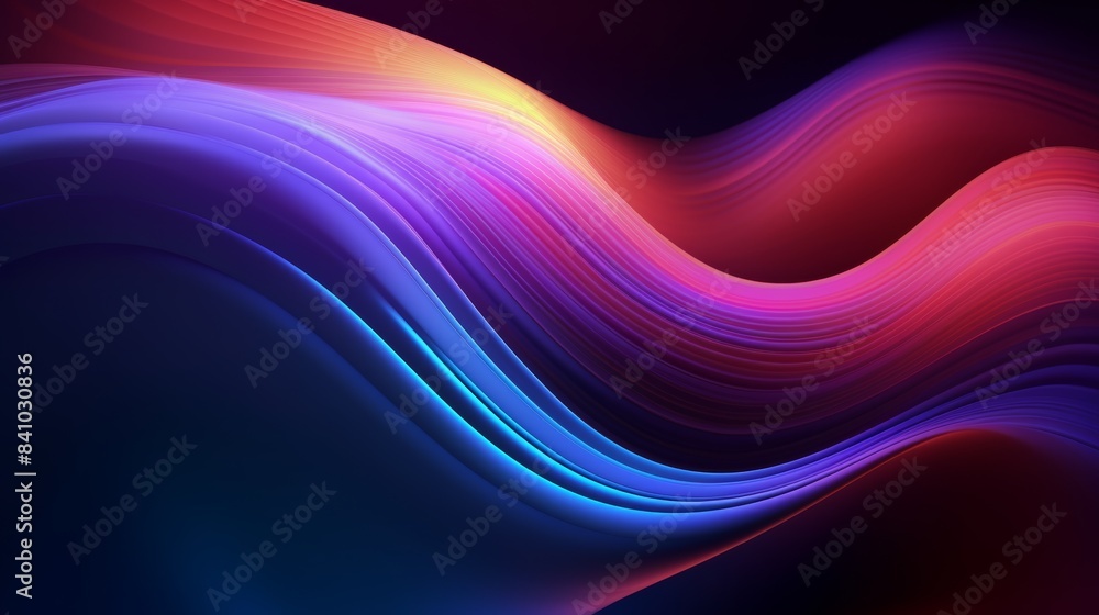 Aufkleber An abstract flowing neon wave background in a geometric style, with repeating patterns and angular shapes.