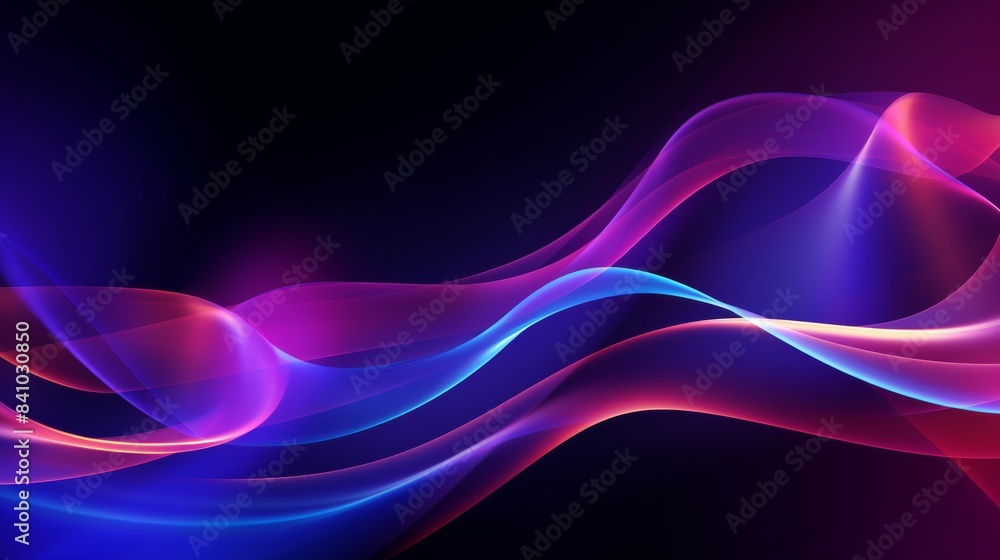 Fototapete An abstract flowing neon wave background in a geometric style, with repeating patterns and angular shapes.