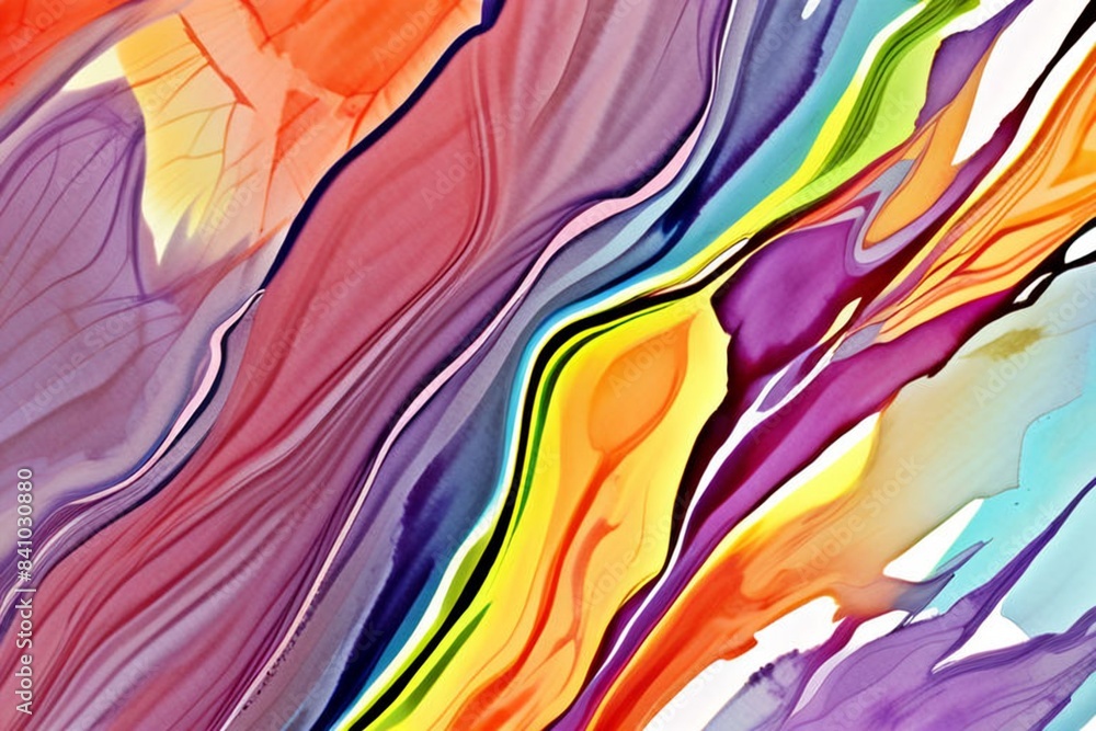 Wall mural closeup of abstract watercolor paint background texture with liquid fluid marbled paper texture bann