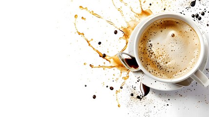 Obraz premium Morning black coffee with sugar in white cup