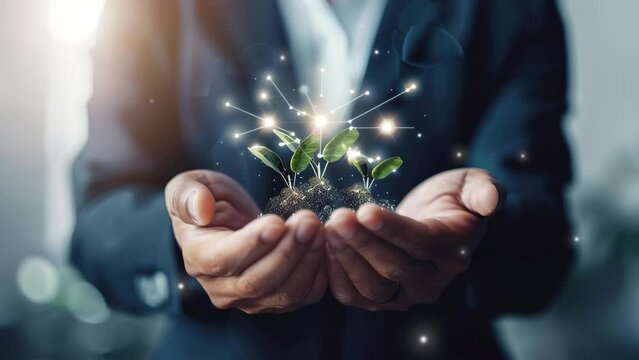Business growth concept. Businessman holding franchise business or marketing expansion for growth. Business concept. Strategic business success. Business vision. 4K Videos