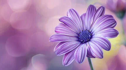 Obraz premium Close up photo of a purple flower against blurred backdrop