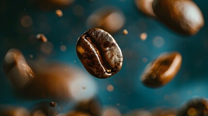 Coffee Beans Closeup On Dark Background