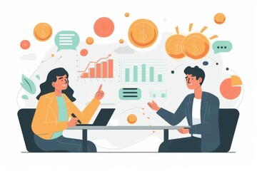 Fototapeta premium Hand drawn flat design business communication concept