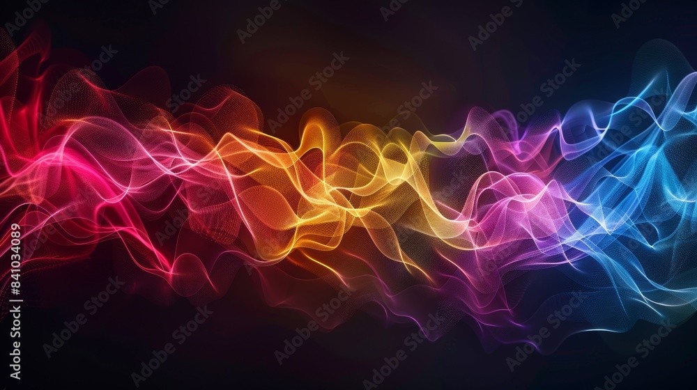 Poster A sound wave visualized as a colorful spectrum of light, with each frequency represented by a different color.