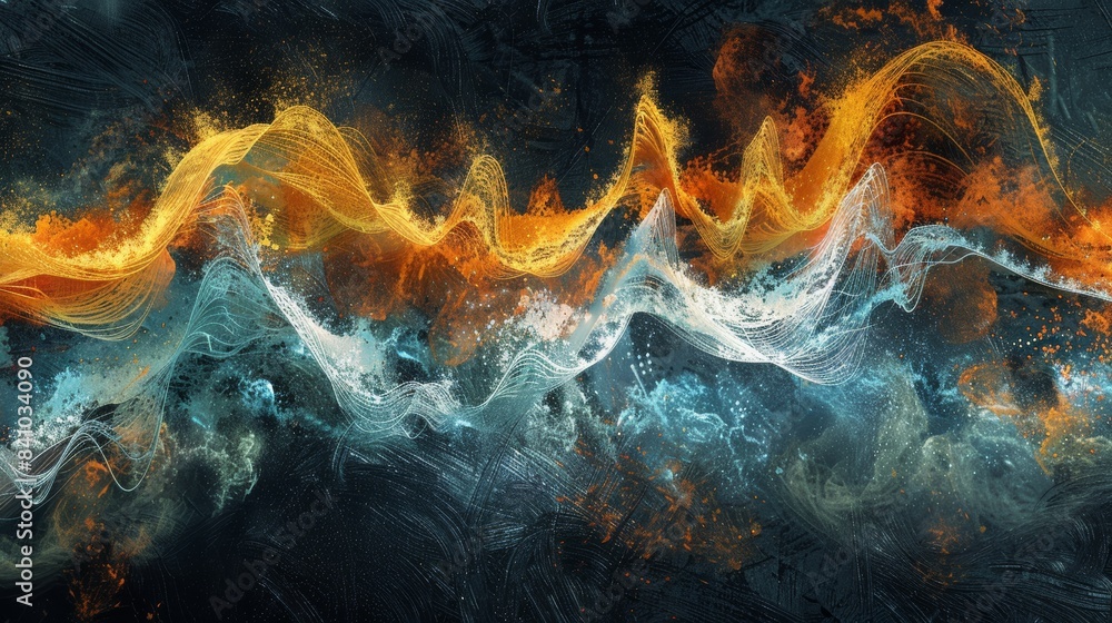Poster A sound wave visualized as a colorful spectrum of light, with each frequency represented by a different color.