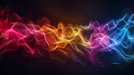 A sound wave visualized as a colorful spectrum of light, with each frequency represented by a different color.