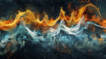 A sound wave visualized as a colorful spectrum of light, with each frequency represented by a different color.