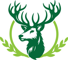Ilustration Deer Logo Design Silhouette with simple color, suitable for t-shirt, icon or wallpaper