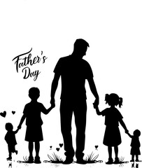 Happy father's day. Father's day silhouette clip art, illustration, photo. Flyer, banner or poster. Vector illustration.