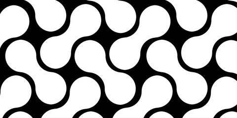 Round infinite with the black background and white color of shape. Abstract pattern black and white