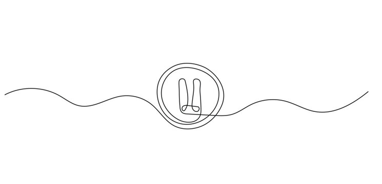 Pause icon in continuous line drawing style. Line art of pause button. Vector illustration. Abstract background