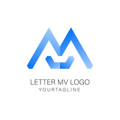 Creative letter MV fashion logo with abstract and simple design concept for brand identity